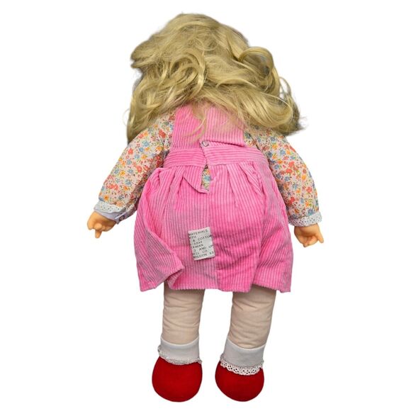 1984 Vintage 19" Vinyl Plush Doll "Sandy" Mitchell Co Kansas Pink Corduroy Dress - Picture 13 of 13